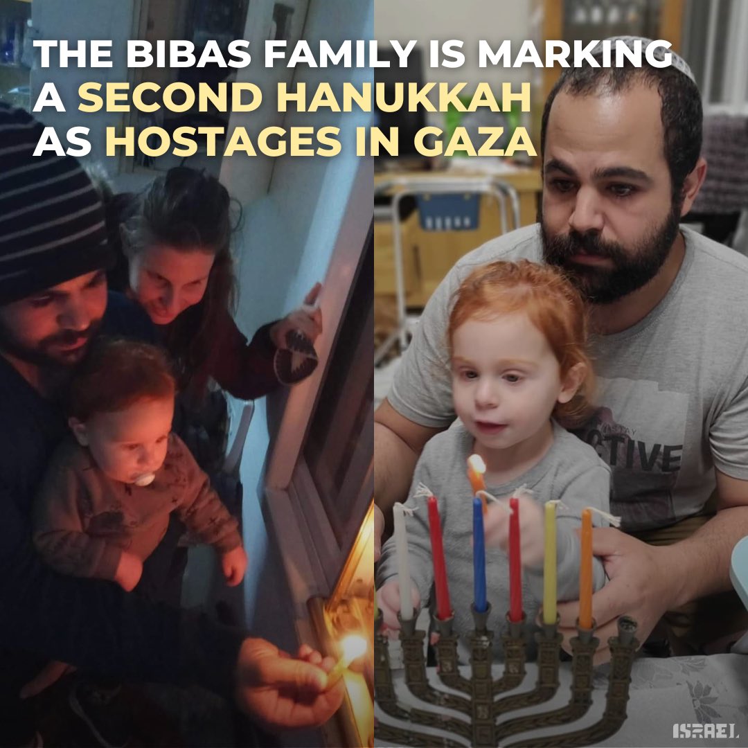 This is the Bibas family celebrating Hanukkah before October 7.

They were brutally kidnapped from their home by Hamas terrorists and have been held hostage in Gaza for nearly 450 days.

This will be their second Hanukkah in captivity.

May the light of Hanukkah bring them hope,