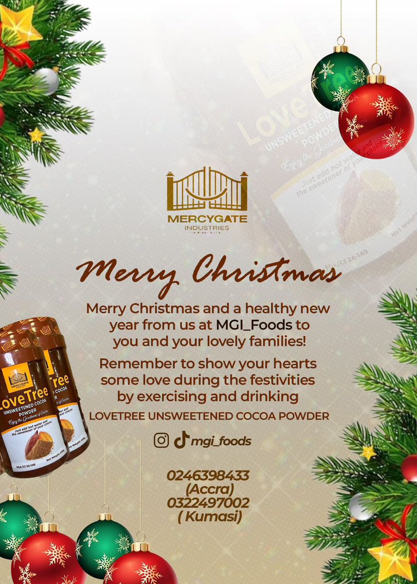 MGI_Foods's tweet photo. From all of us here @MGI_Foods with loads of Love !
#Christmas2024 
#Cocoa 
#health_Is_Wealth https://t.co/YDYTM9v47j