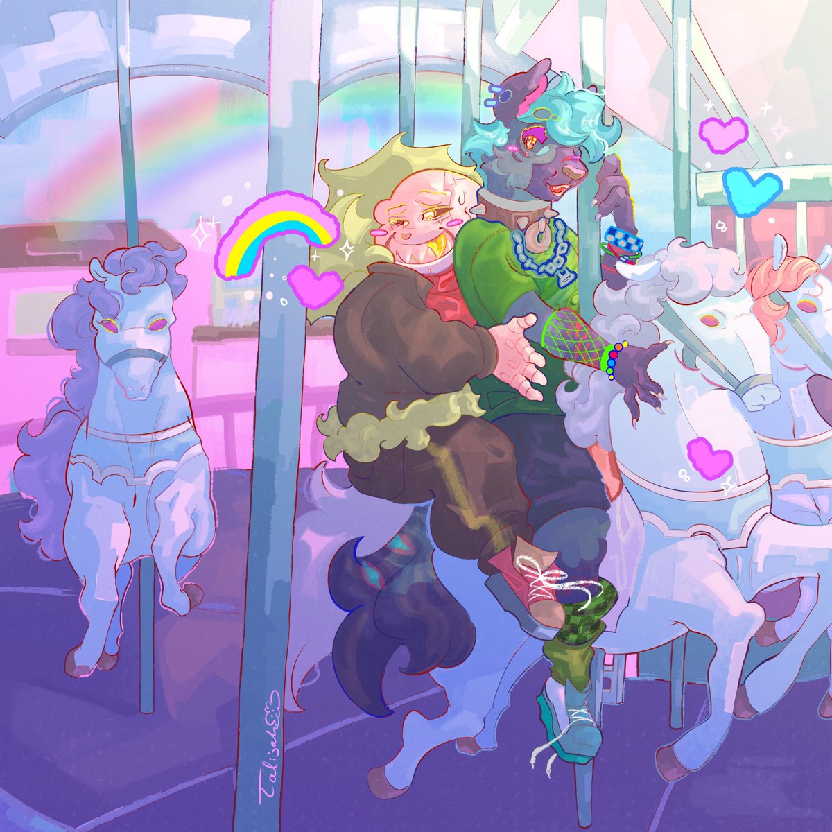 [Carousel love]
-
-
My <a href="/gyftmas2024/">Gyftmas2024</a> gyft for 
@/insidiousclouds! Merry gyftmas!!

#art #digitalart #illustration #painting #Undertale #gyftmas2024