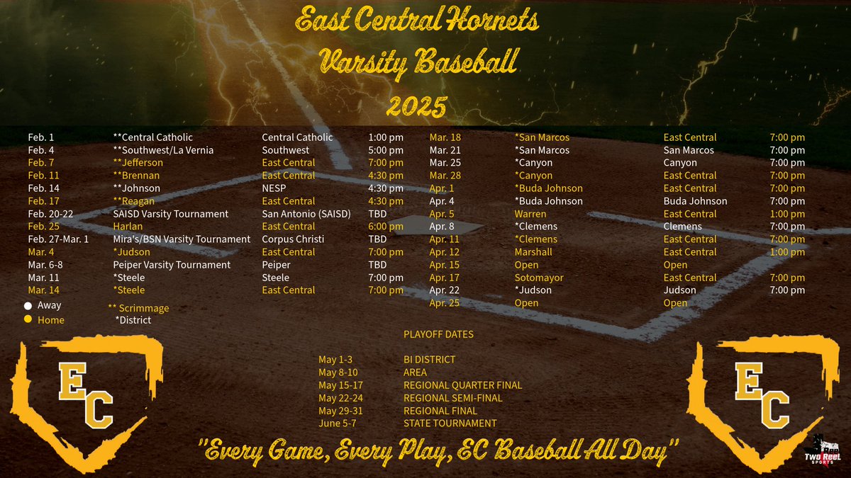 _ECBaseball's tweet photo. 📅⚾ EC Hornet Baseball 2025 Varsity Season Schedule ⚾📅

The countdown to an exciting season begins! Check out our 2025 schedule and get ready to cheer on the Hornets! 

#HornetBaseball #ECBaseball #2025Season #GoHornets
@_ECAthletics @ECISDtweets @ArriolaSuzette https://t.co/PSIrpLzpT5
