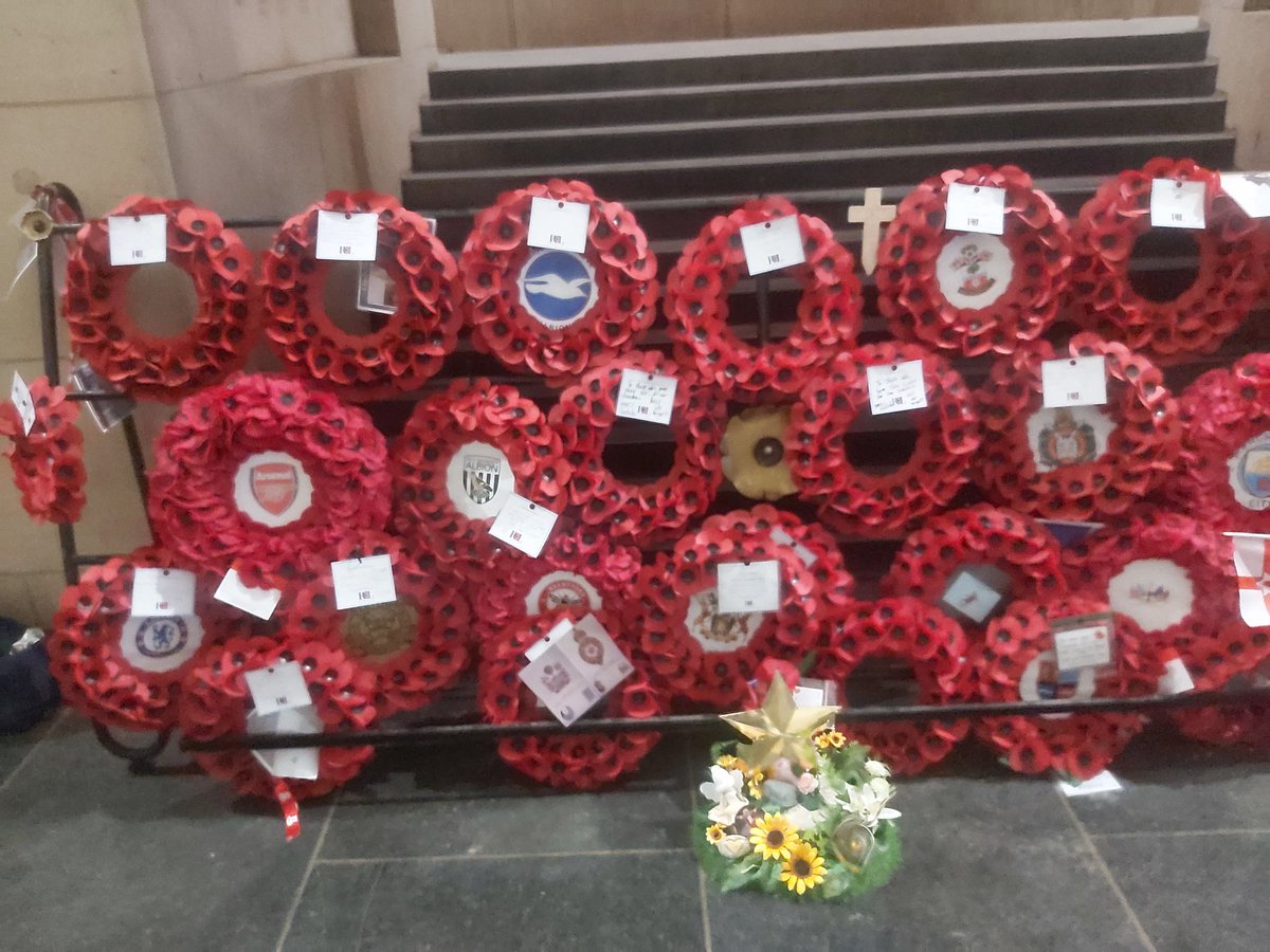TonyOtton's tweet photo. Tonight at the Menin gate, 110 years after the Christmas truce plenty of wreaths from football supporters clubs https://t.co/K8nHuJ2h46