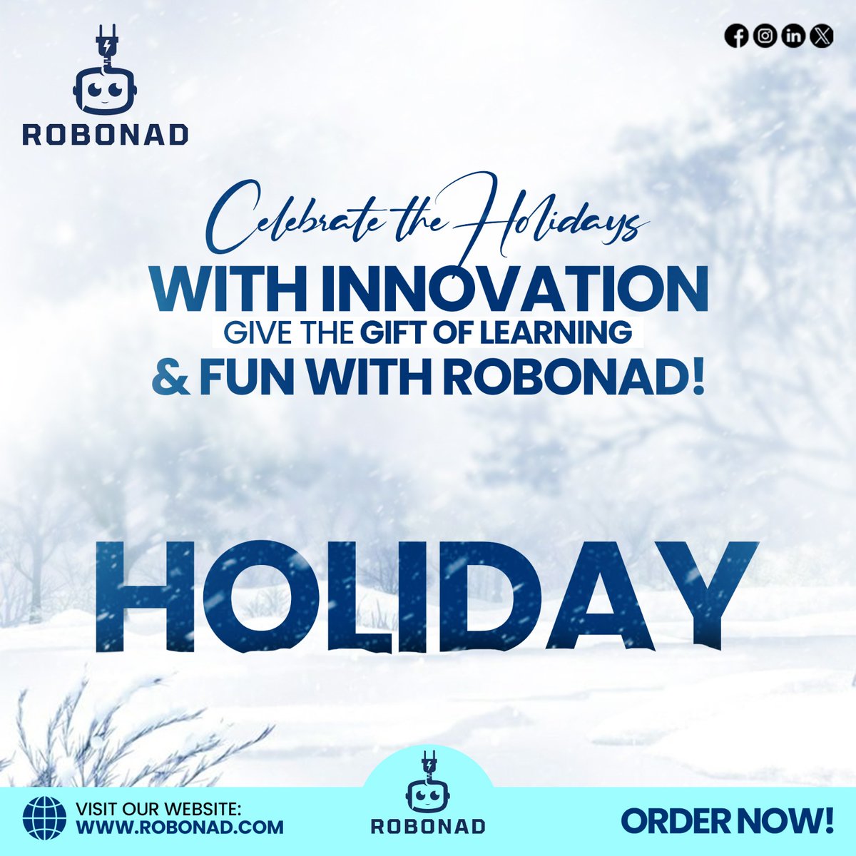RobonadOfficial's tweet photo. This holiday season, let’s celebrate innovation &amp; creativity! At #ROBONAD, we’re all about inspiring the next generation of thinkers, builders, and dreamers.🎅
Make this #Christmas2024 memorable—celebrate the holidays with innovation!

#SeasonOfJoy #MerryChristmas #holidayseason https://t.co/KRsj4lCfwO