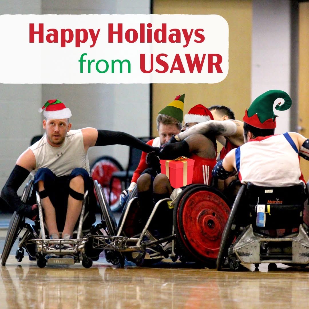 usawchrugby's tweet photo. From all of us at USA Wheelchair Rugby, we wish you and your loved ones a very merry Christmas and happy holidays! https://t.co/hrA4h20UPs