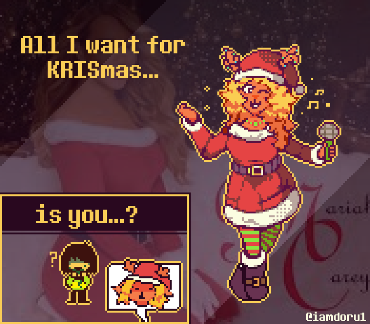 IamDoru1's tweet photo. [Late] Merry Christmas!

#deltarune #kriselle #deltarunetwt #deltarunefanart #pixelart #noelleholiday #noelledeltarune #krisdeltarune https://t.co/o8b2VAOC43