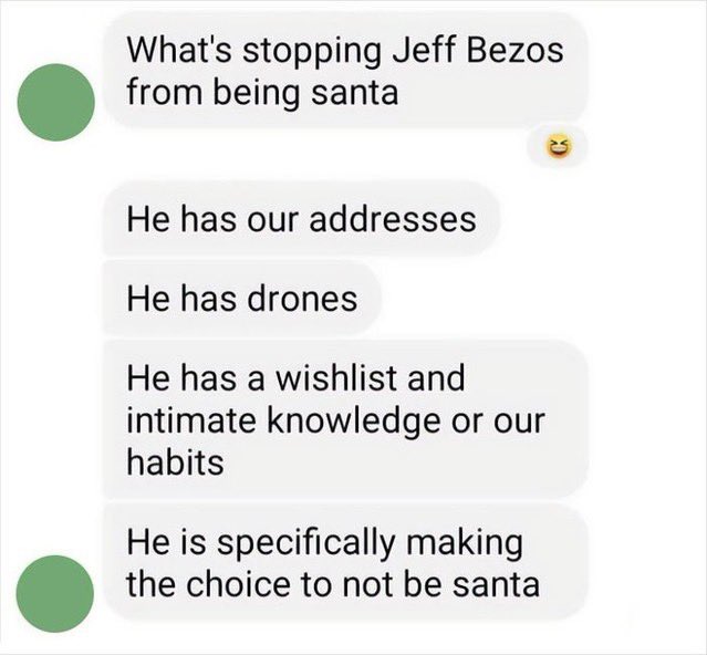 HollyMWills's tweet photo. @JeffBezos ? A.k.a undercover future Santa https://t.co/qQCwiRb0JT