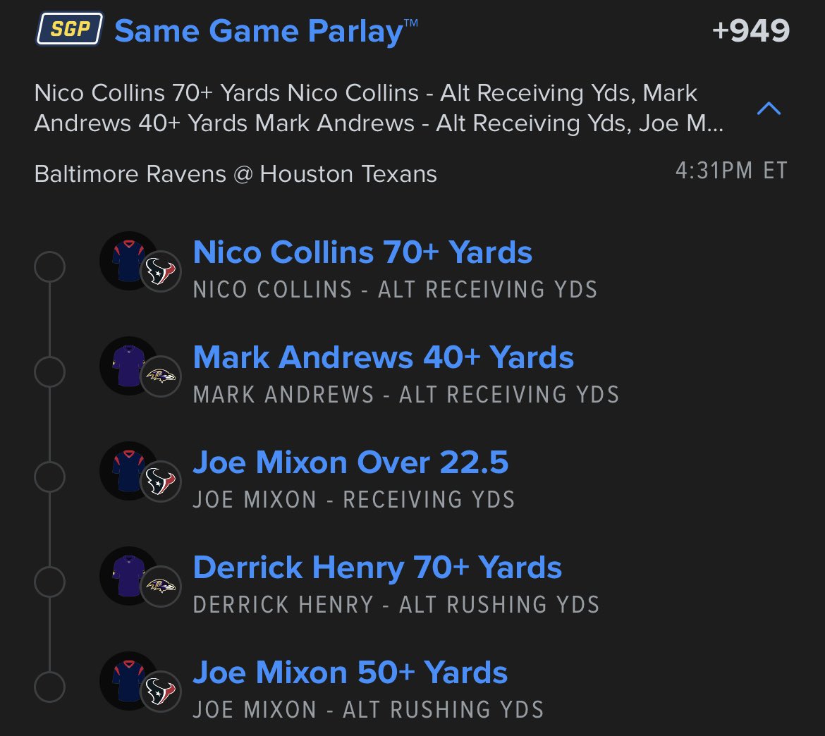 ___yert's tweet photo. Ravens @ Texans Christmas day parlay

#GamblingX #NFL https://t.co/ZHH1C9YGpx