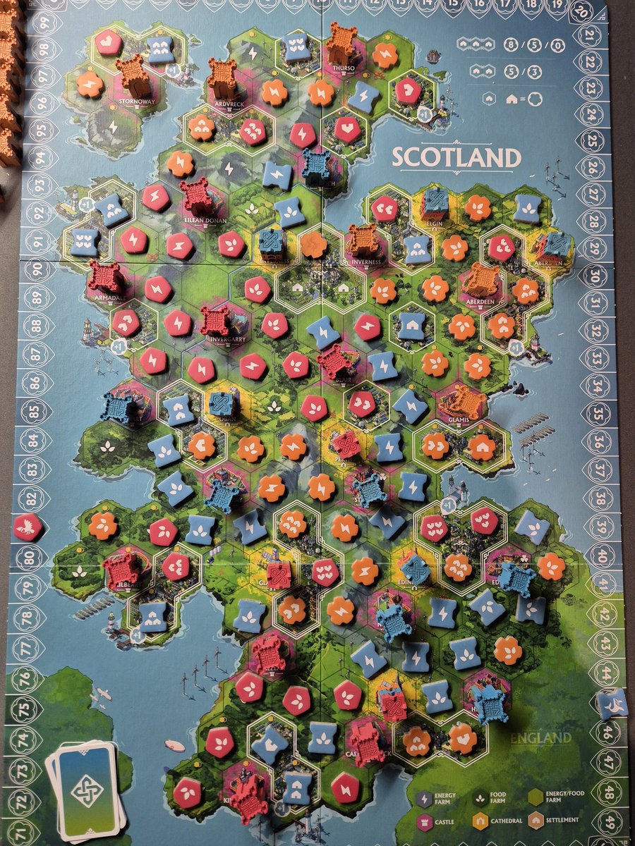 tlarraya's tweet image. I love Rebirth published by @mighty_boards and gloriously designed by @ReinerKnizia. It is great fun, it seems the opposite of too long, the rules are clear without double checking them and I surprisingly adore the tactile rewood castles and cathedrals. The colours are beautiful.