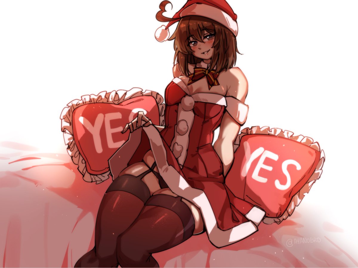 ayanobro's tweet image. Art for a Secret Santa I have participated in! 🎄 Very fun (and cute-lewd ♥️) idea!