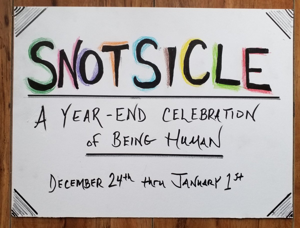 JebbieJoyride's tweet photo. Merry Christmas to all!  Whether your holiday is merry or a misery, you're welcome to join me at "Snotsicle: A Year-end Celebration of Being Human" tonight and every night till the New Year.

Register for Snotsicle at:
https://t.co/wFYE0FNFzV https://t.co/dG4bNipGaT