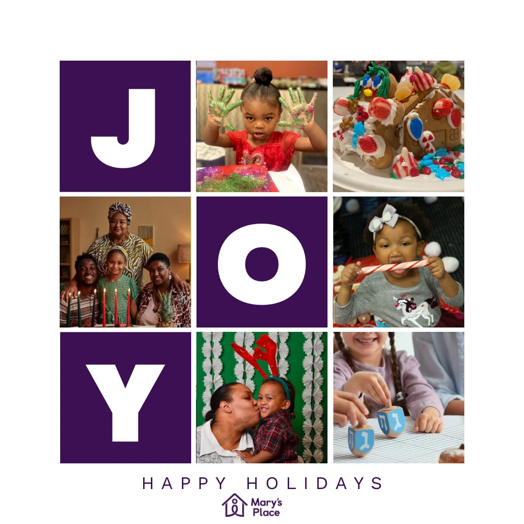 From our Mary’s Place family to yours, warmest wishes for Christmas, Hanukkah, and Kwanzaa! May your celebrations be filled with all LOVE and JOY 💜