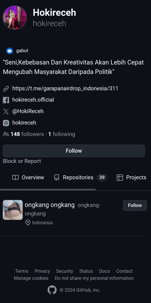 SteveFox013's tweet photo. 🔴نتیجه یه سرچ در مورد بات ترونکیپر
#Tronkeeper
#TronkeeperScam
👈‌صفحه شخصی بنام هوکی‌ریکه در گیتهاب این اپ رو‌ معرفی کرده و اطلاعاتی مربوط این بات تلگرامی گذاشته.
کسی‌که به‌نظر‌یه‌پورن اکتور مالزیایی است.
اکانتی به این نام در‌اینستاگرام هست که پورن اکتور باید باشه. https://t.co/u5S42Lf2sA