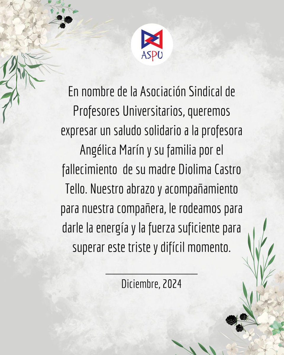 Nuestro abrazo y acompañamiento para nuestra compañera, le rodeamos para darle la energía y la fuerza suficiente para superar este triste y difícil momento.