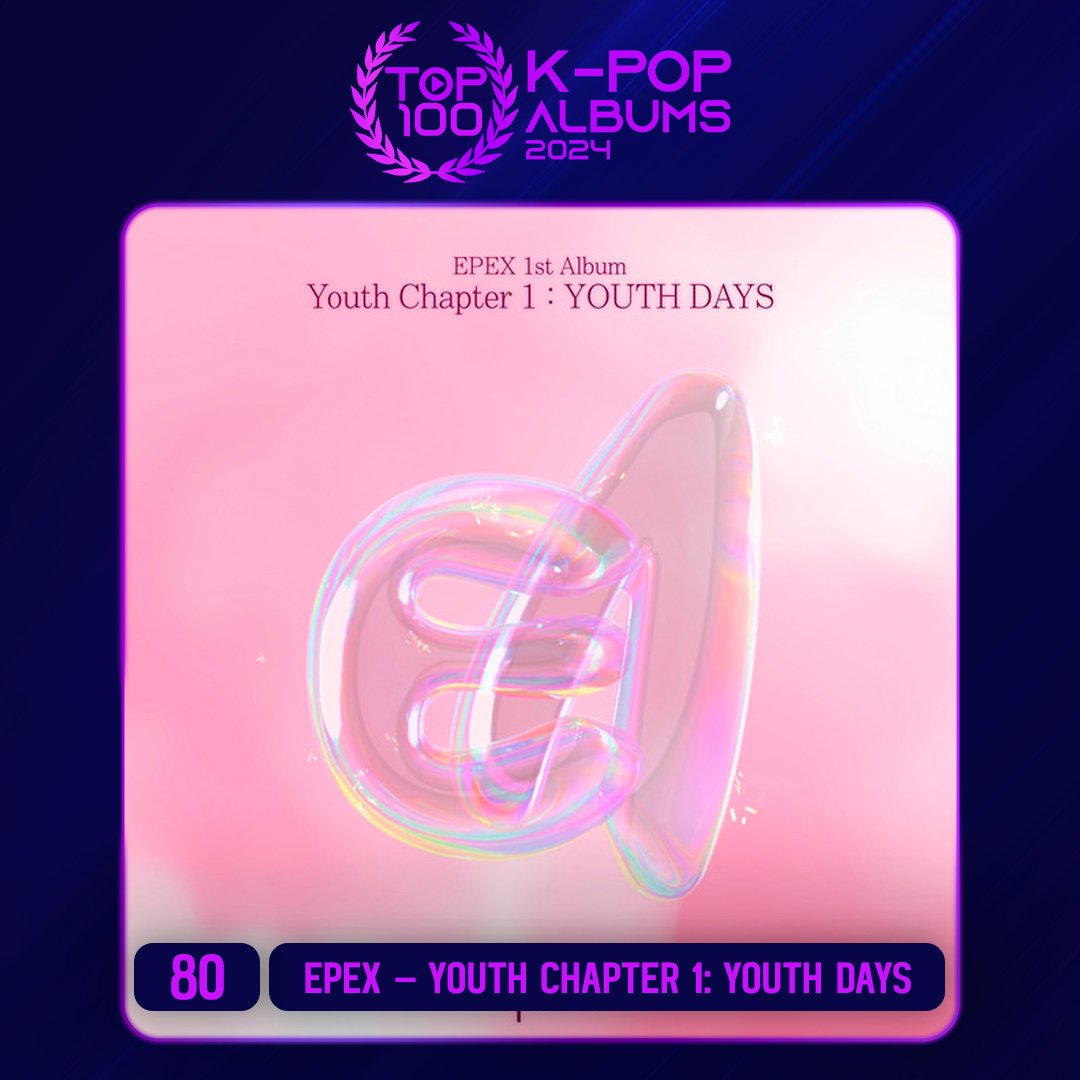 TOP100KPOP's tweet photo. TOP 100 – K-POP ALBUMS 2024

#80 EPEX - YOUTH CHAPTER 1: YOUTH DAYS

Congratulations! 🎉 https://t.co/ekPRTFhAti