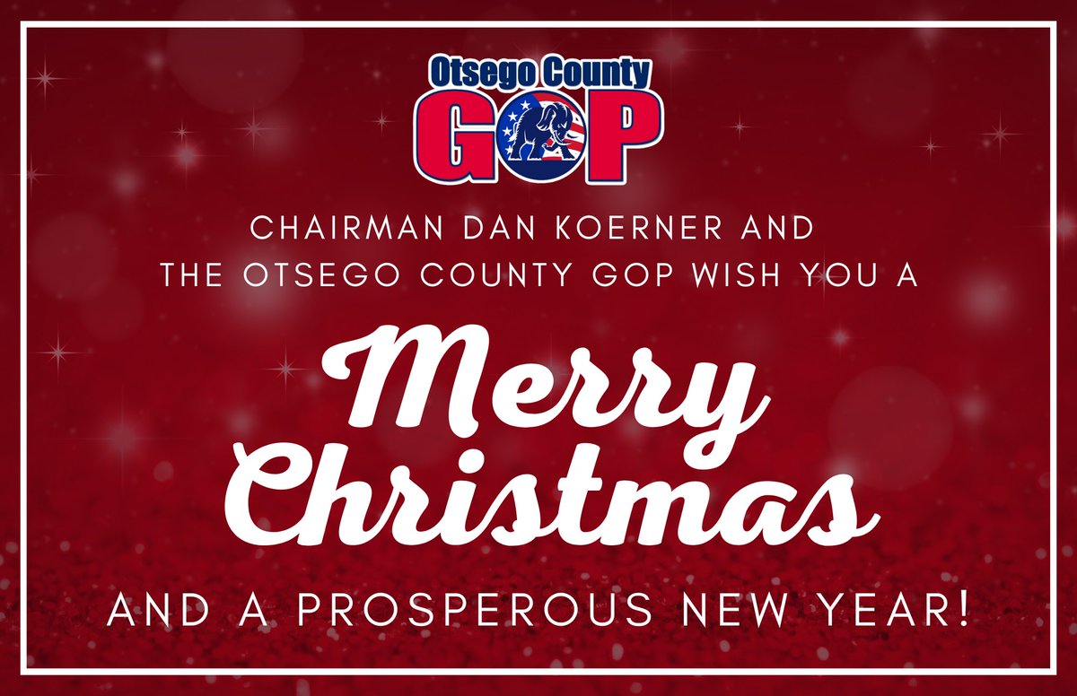 OtsegoCountyGOP's tweet photo. 🎄Merry Christmas from the Otsego GOP! 

Wishing you and your family a joyful holiday season and a prosperous New Year! 🎉 https://t.co/l2LuWPHOLJ