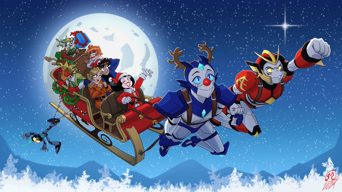 Firiun's tweet photo. 🎄Merry Christmas!🎄
Shout outs to
@RunnerGuitar  &amp; @jessicaelalouf 
Our OCs save Christmas. https://t.co/JMdknpRhvC