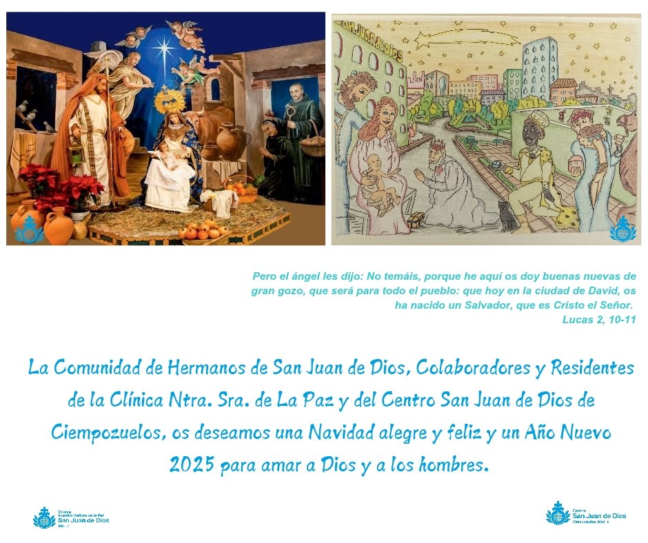 Desde la Clínica Nuestra Señora de La Paz os deseamos una nueva FELIZ NAVIDAD. 

Un día muy especial para todos en el que celebramos el nacimiento del Niño Jesús, que guía nuestro camino de Hospitalidad. 

#lapazsjd  #sanjuandedios #navidad #navidad2024 #Feliznavidad