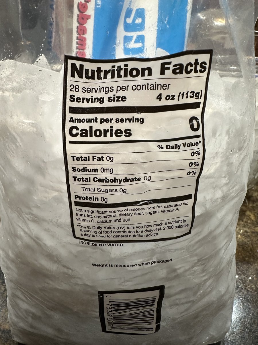 One serving of ice is 4 oz. Huh.