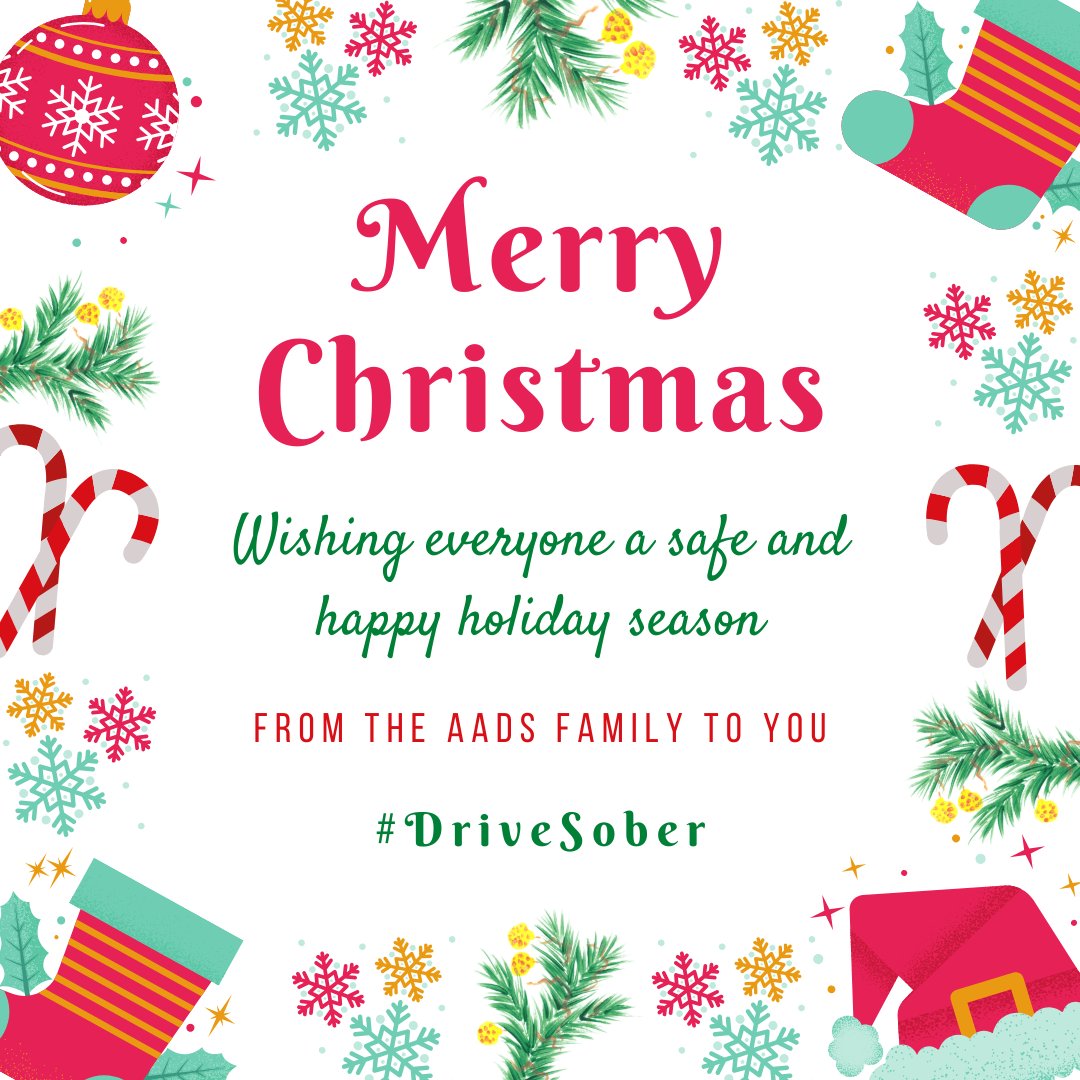 Merry Christmas! 🎄🎁 We wish everyone a fun, festive and safe Christmas from the AADS family to yours! If you will be drinking today, please plan ahead for a safe and sober ride home. Merry Christmas! 🎄