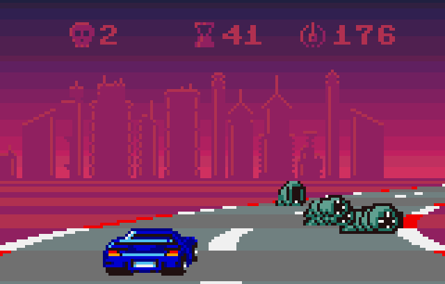 AlexGKraken's tweet photo. Hey there, not sure this will contribute to make the world more peaceful on this special day, but here is my Christmas gift for all #AtariLynx fans, a new edition of my mini racing #carmageddon game: #Carzilla. Enjoy! https://t.co/dRqXRNnxvM