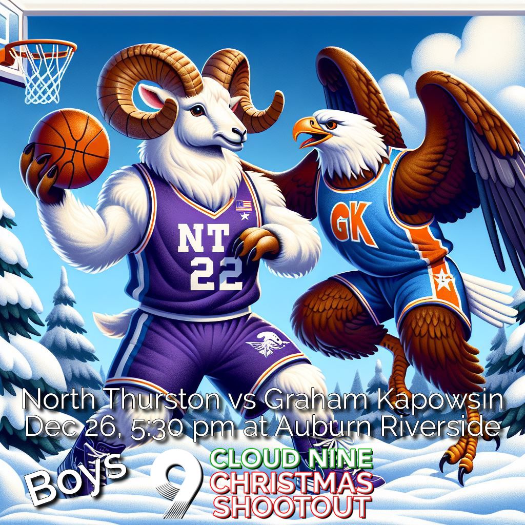 GameTimeEvents's tweet image. 2024 Cloud 9 Christmas Shootout starts Thursday! 
Game 3: @GKHSboysbasket1 vs North Thurston at Auburn Riverside tips at 5:30pm. 
gametimeevents.org/high-school-ba…