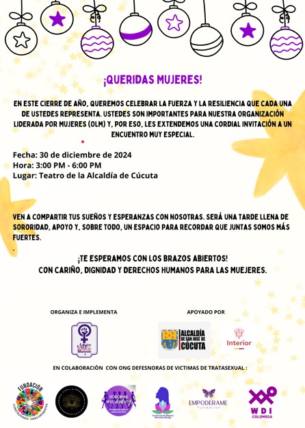 afro_candombera's tweet photo. Este 30 de diciembre cerramos el año en Cúcuta con las sobrevivientes de trata sexual. Vamos a conmemorar la vida y la abolición de la prostitución en sus vidas.
Si se quieren sumar con apoyo, comuníquense con nosotras @Empoderame_ @C_Mujer_DyM https://t.co/z2Id8flMBp
