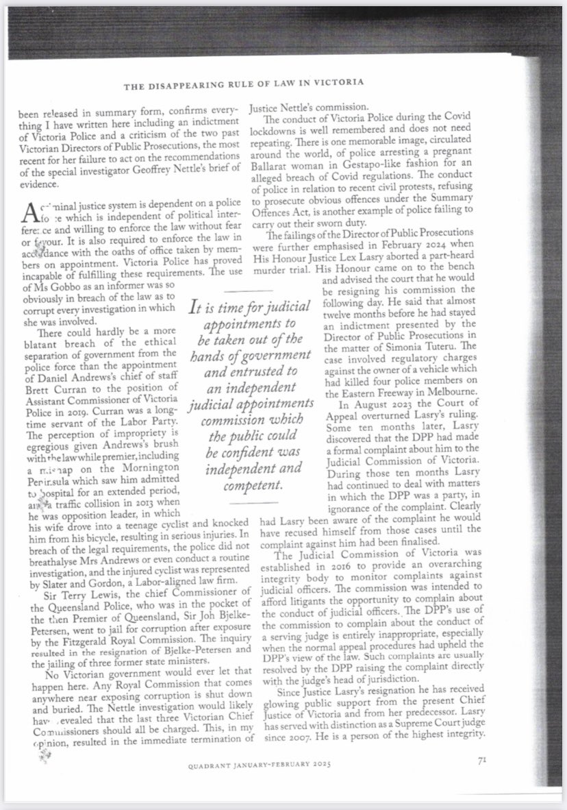 LanaCollaris's tweet photo. “The Disappearing Rule of Law in Victoria” by @GavinSilbert is a must read for every Victorian. https://t.co/qsP2T8VDI9
