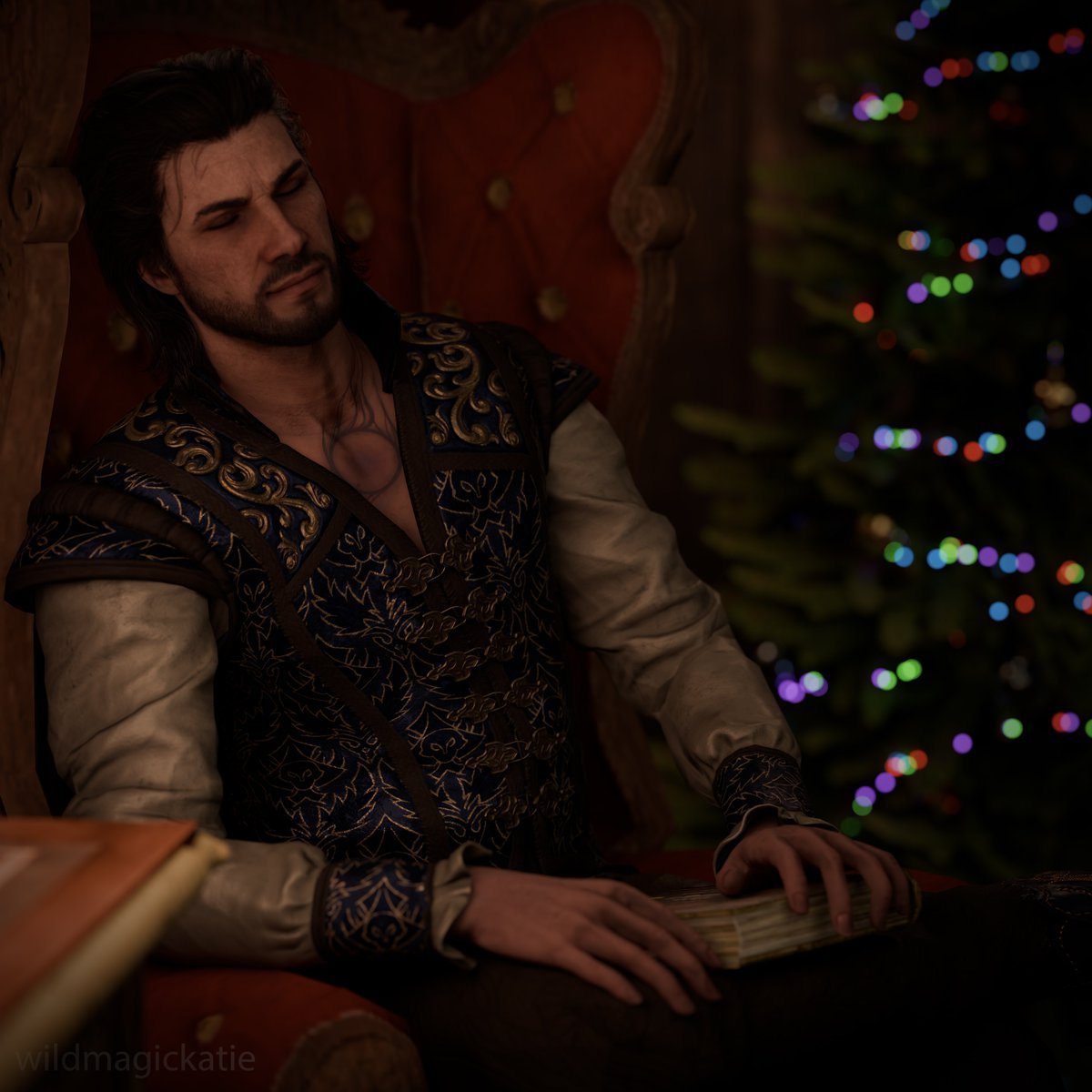 wildmagickatie's tweet photo. busy day 😴🎄

my last-minute attempt at a little holiday Gale render! Merry Christmas friends! 🥰

#GaleDekarios #bg3 https://t.co/5yD7JSFYeu