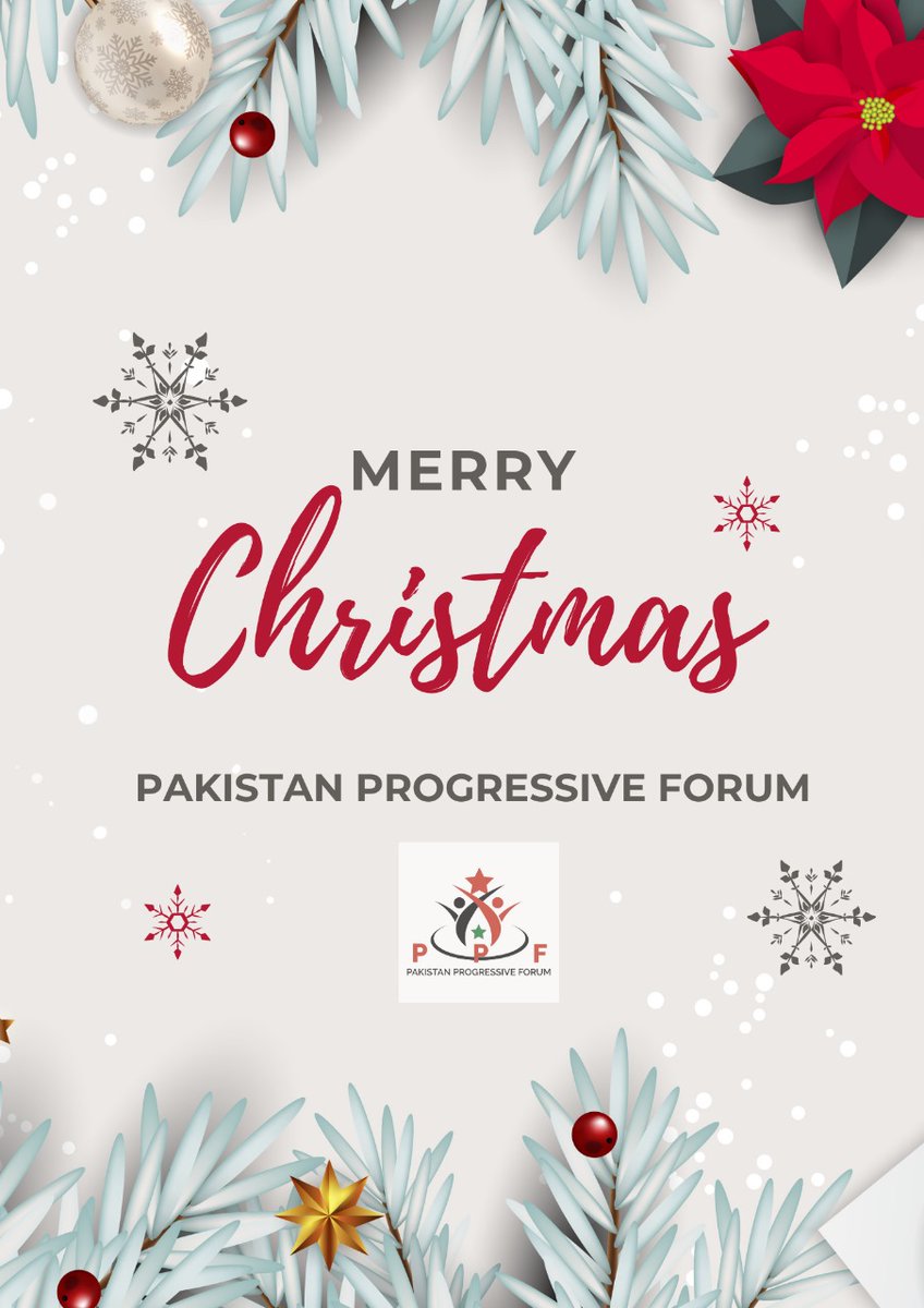 PPF_Official's tweet photo. 🎄 Merry Christmas from the Pakistan Progressive Forum! 🎄

We extend our warmest wishes to you and your loved ones. May your Christmas be filled with peace, happiness, and the spirit of togetherness. https://t.co/CHOqvZFOy3