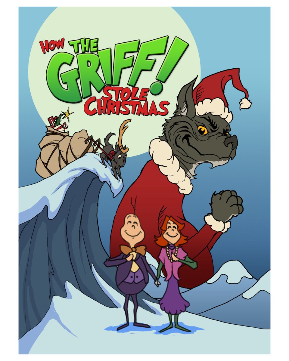 JennQuader's tweet image. Merry Christmas from the Quaders!
Find out now 
How The Griff Stole Christmas!! 🐶🐾🎄 

Art by Clark Miller
Story by the Quaders

#HolidayCard #QuaderChristmas