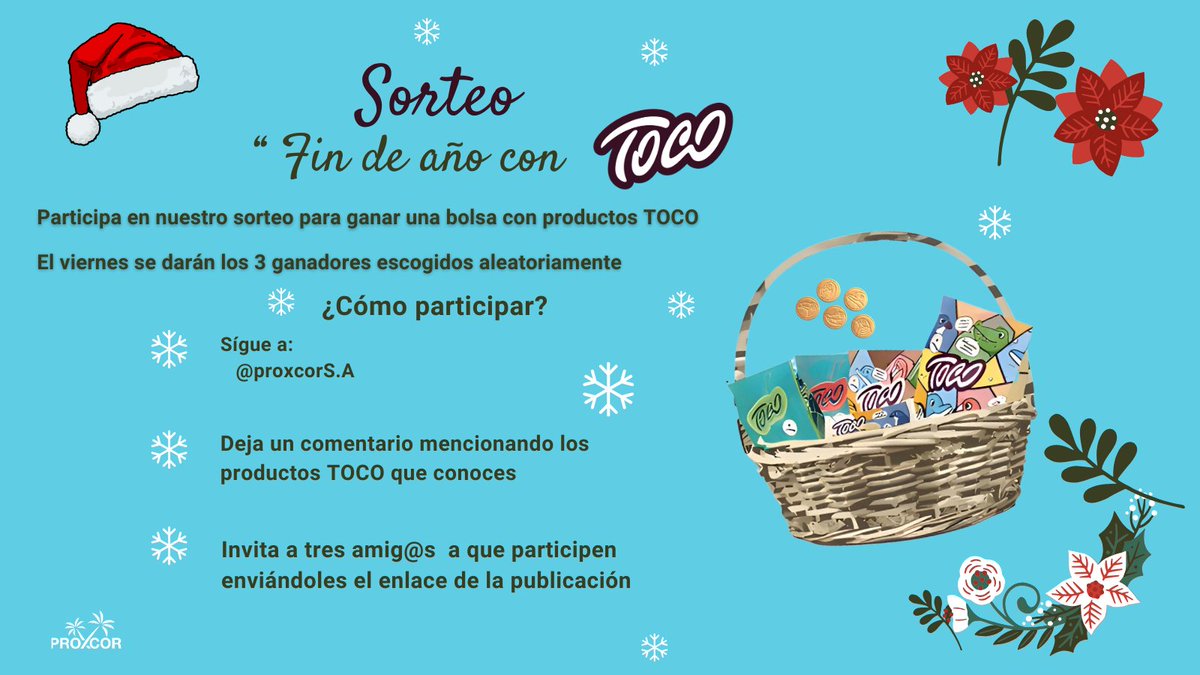 proxcorSA's tweet photo. 💥Atención #Proxcor trae #alegríasTOCO_parati
👉Participa antes de las 12.00 del mediodía del viernes 27
Tres sencillos pasos y puedes ganarte una bolsa con #productostoco
#TOCOsaborqueune
Términos y condiciones de participación las puedes encontrar en https://t.co/8hWXtKMOjL https://t.co/eM0gZLUuKZ
