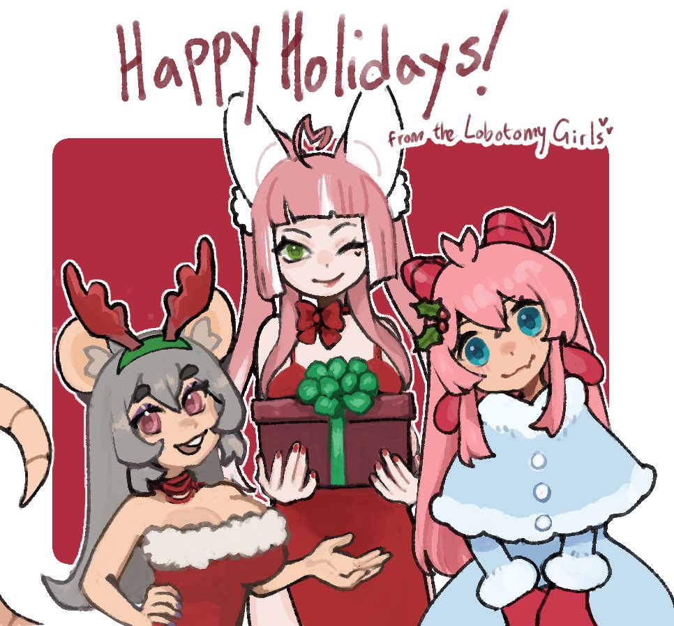 lilistration's tweet image. Happy Holidays from the Lobotomy Girls!

#lilistrate #BooTheArt #monchart #lobARTomy