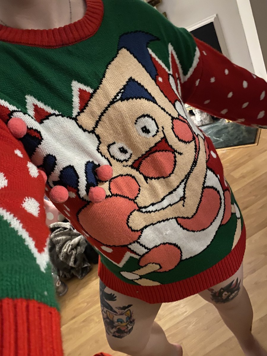 mr mime makes his Christmas appearance in the form of “ugly” sweater (ugly, yeah right pft)