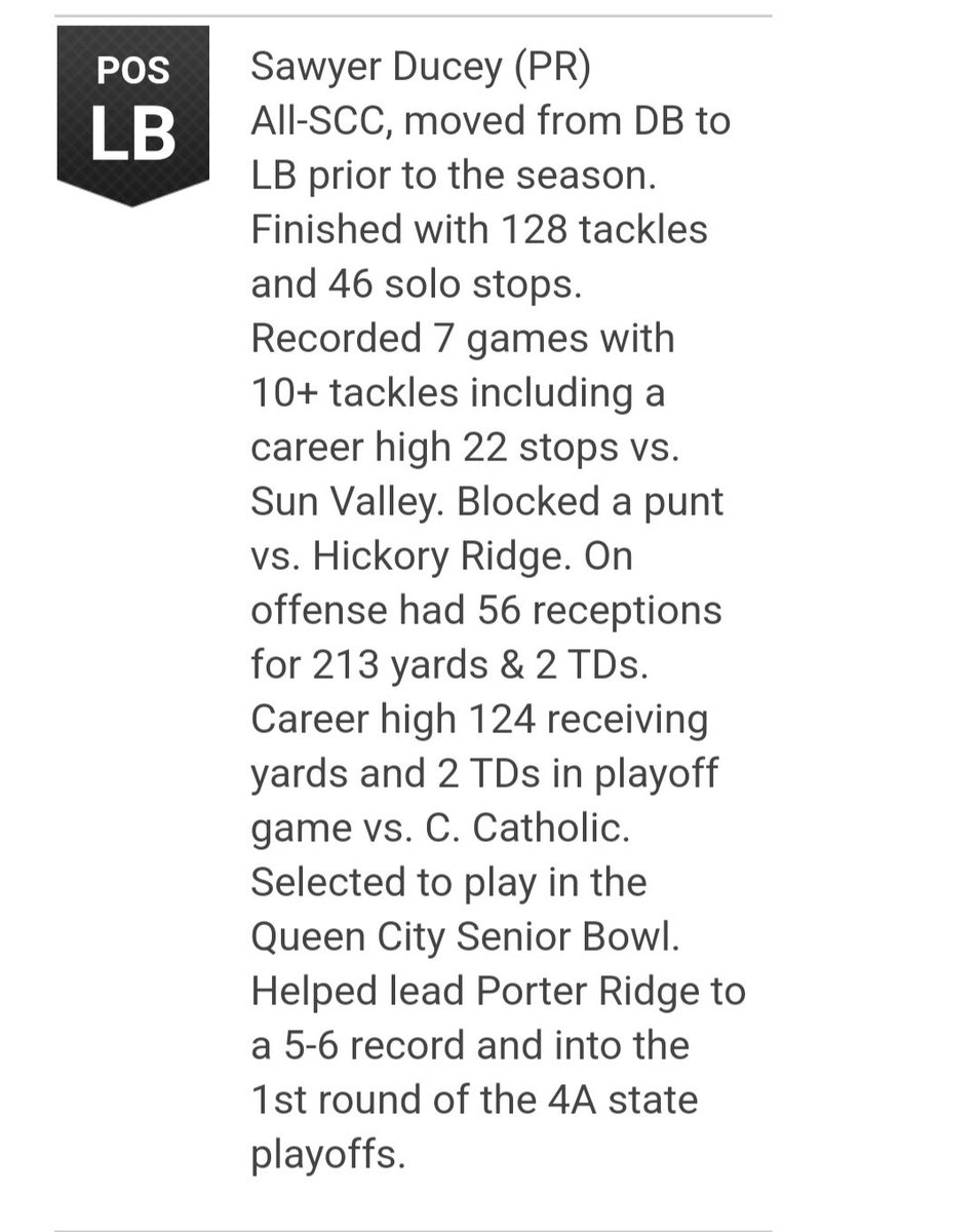 Very thankful to be selected for the 2024 UCHSF 1st team defense!!
<a href="/UCHOOPS/">Union County Hoops, Football, Baseball & Softball</a> <a href="/UCNCFootball/">Tim Winters</a> <a href="/Dabigman41/">Damien Jackson</a> <a href="/PorterRidgeFB/">Porter Ridge Football</a> <a href="/Grind_Hard29/">Rodney Nichols Jr. M.S.</a> <a href="/Derrick3ohFive/">Derrick Heath</a> <a href="/NCHSBlueSheet/">North Carolina HS Football Recruiting Blue Sheet</a>