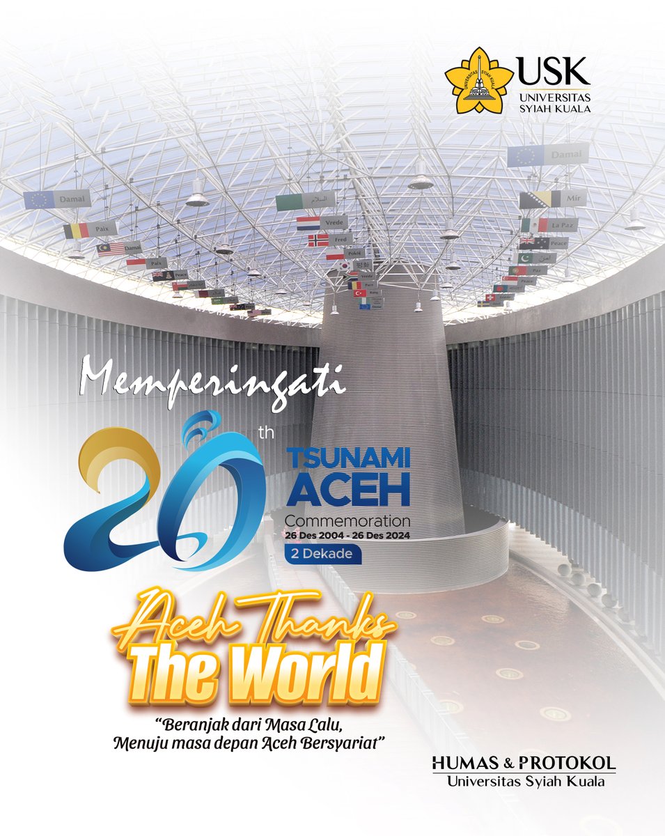 Peristiwa gempa bumi dan gelombang tsunami 26 Desember 2004 masih tergambar jelas. Tanpa terasa, kini peristiwa tersebut sudah 20 tahun berlalu. Mari sejenak mengenang dan mengirimkan doa semoga semua yang telah berpulang mendapatkan tempat terbaik di sisi-Nya. 

#USK