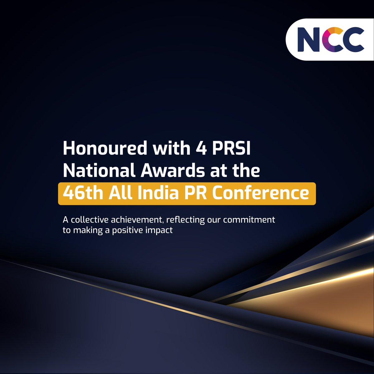 ncc_limited's tweet photo. Honoured with 4 PRSI National Awards at the 46th All India PR Conference! Best CSR for Childcare, Social Media for PR & Branding, Sustainability Report, and Annual Report. We are grateful to all our teams for their dedication.
#NCCLimited #PRSI2024 #NationalAwards #CSRExcellence https://t.co/ccbpwt4Gfr