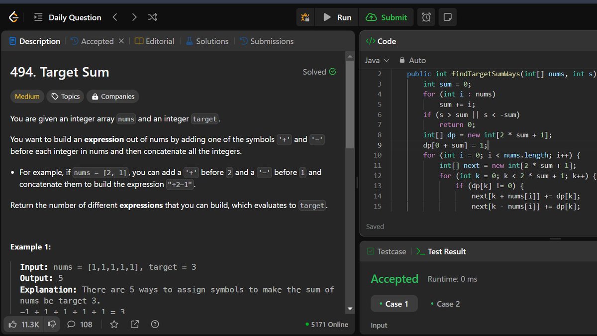bugbounty02's tweet photo. 💻 Day 87 of #100DaysOfCode 💻
🎯 Challenge Solved:
Today, I solved the LeetCode challenge "Target Sum" 🎯. This problem was Medium tagged, and it tested my skills in dynamic programming.💡
#LeetCode #MediumChallenges #DynamicProgramming #ProblemSolving #DSA https://t.co/RmFITO6jDo