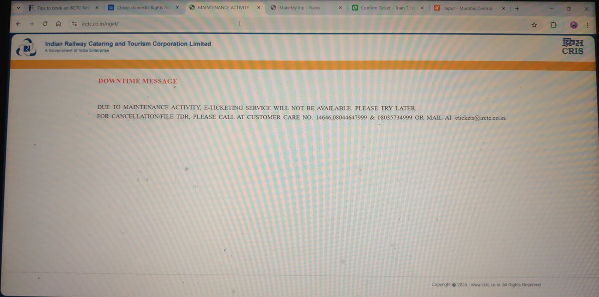 _pankaj's tweet photo. @RailMinIndia @PMOIndia @narendramodi @AshwiniVaishnaw 

Hi, 
Totally aligned with ur vision of mkng train travel world class experience bt none ( normal users &amp; nt sure about agents) cannot even login into the @IRCTCofficial app or website, can we pls start with current infra? https://t.co/oltBSxDE9e