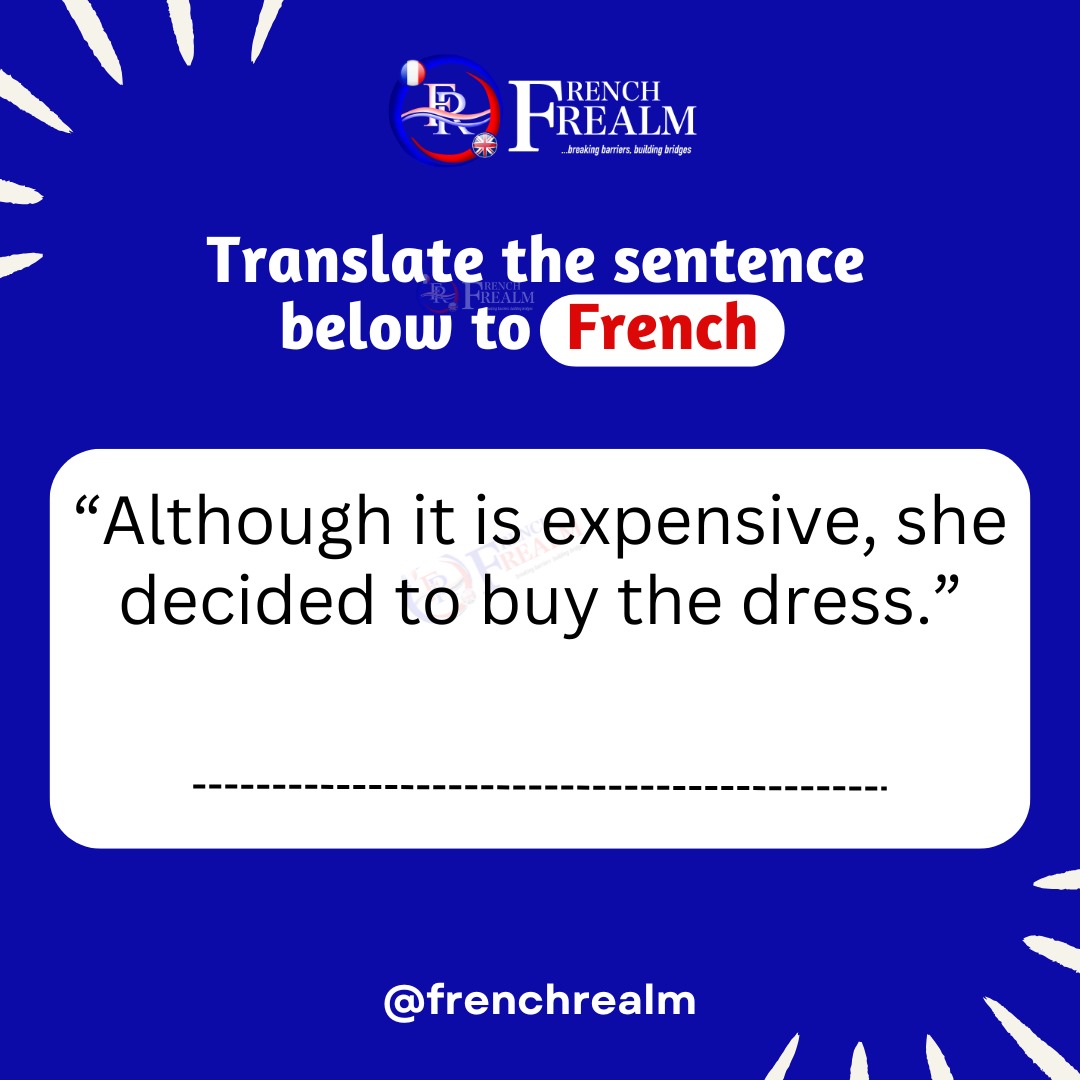 FrenchRealmFR's tweet photo. Are you confident about your French skills?
Test your skills by translating the sentences in English to French, share your answer in the comment section below! πππ«π·
Merci...
#FrenchQuiz #FrenchLanguageChallenge #LearnFrench #Education #Quiztime #OnlineFrenchclass #TEF https://t.co/07UzxQS4rC