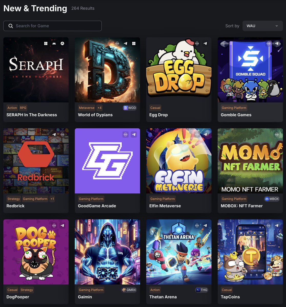 Now trending on <a href="/DappRadar/">DappRadar</a> &amp; <a href="/DappBayBNB/">DappBayBNB</a> 🔥    

• Top 5 Gaming on BNB Chain   
• Top 20 Global dApps on BNB Chain   
• Top33 Global Gaming dApps (all chains)   
• Top52 Global dApps (all chains)