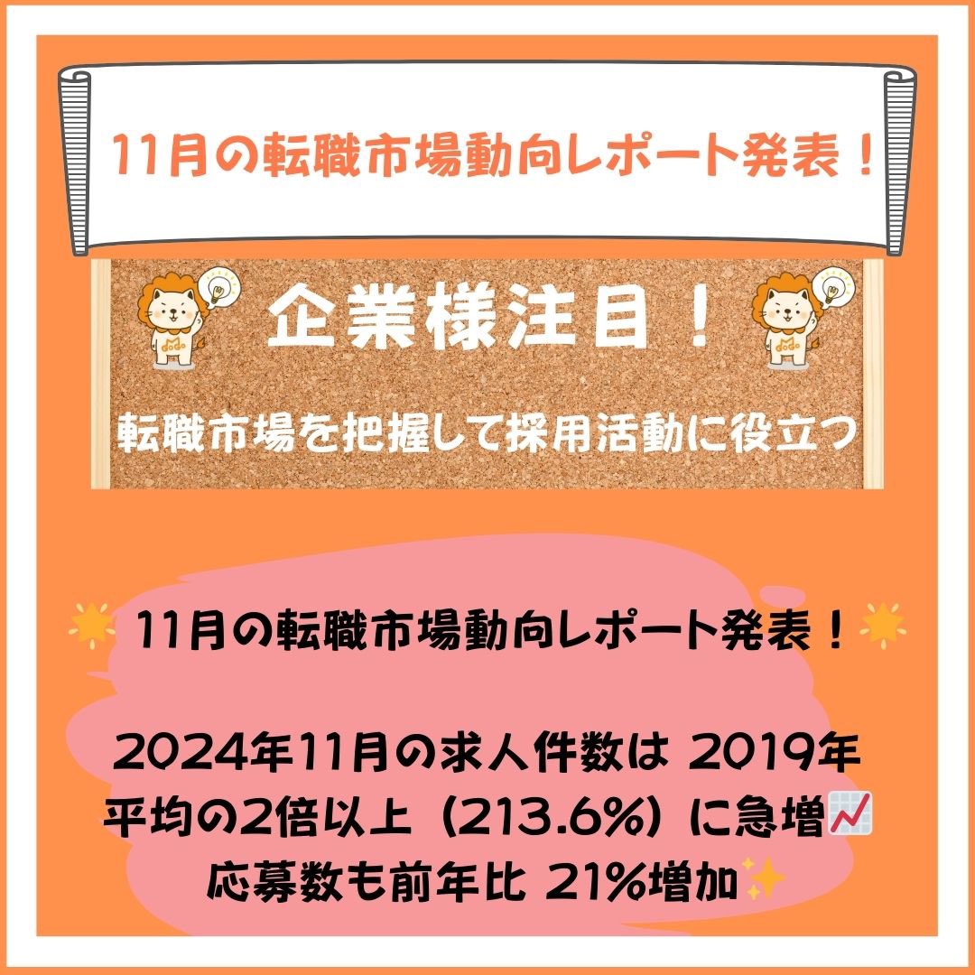 MAG_Recruit's tweet photo. 🌟 転職市場の最新トレンド！ 🌟
2024年11月は求人件数が2019年平均の**213.6%に急増📈 応募数も前年比21%**増✨

💼 業種別注目ポイント

環境・エネルギー業界：求人**123.5%**増加
金融・保険業界：応募**156.6%**増加
🔧 職種別トレンド

ITエンジニア：求人・応募ともに安定上昇✨
医薬・化学・素材：求人**144.5%**増加
🌍 地域別ランキング

求人急増エリア：岩手県(+258.8%)、香川県(+222.6%)
応募が多いエリア：宮城県(+149.3%)、佐賀県(+136.1%)
📣 今がチャンス！未��を切り拓こう🚀

ハッシュタグ
#転職 #求人情報 #キャリアアップ #転職活動 #仕事探し #ITエンジニア #環境エネルギー #医薬業界 #地方転職 #香川県 #岩手県 #宮城県 #佐賀県 #チャンス到来 #成長の機会