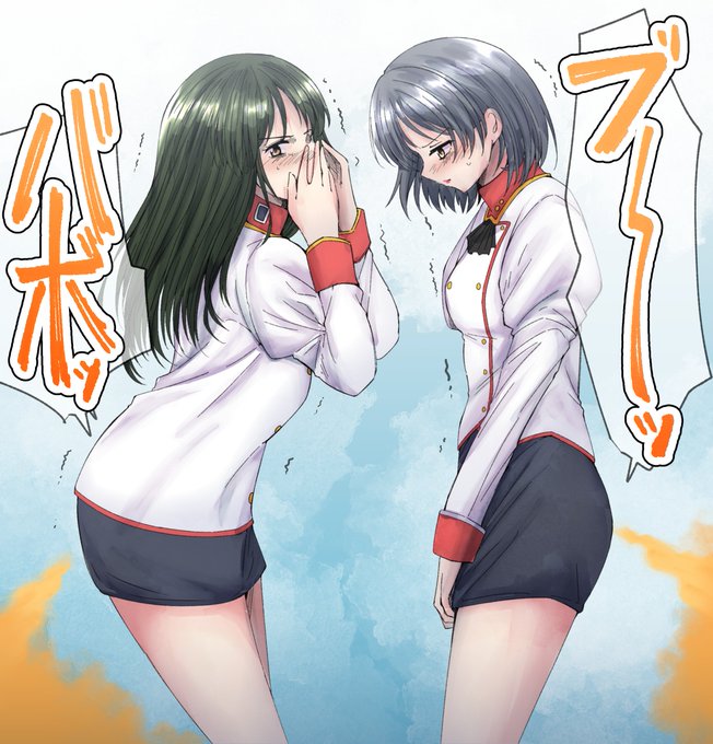 二人の立ち放屁&おまんこサンドイッチ放屁 skebでのリクありがとうございました!現在も受付中です #おならフェチ #fartfetish