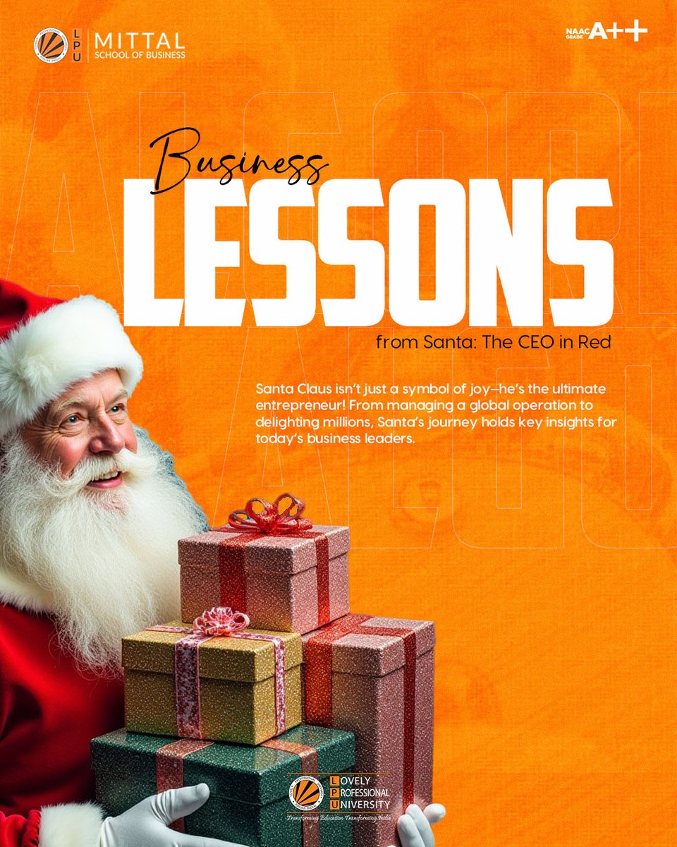 MivaanDave's tweet photo. Business Lessons from Santa: The CEO in Red!   This festive season, let’s lead with vision, teamwork, and goodwill just like the ultimate entrepreneur. From empowering teams to delivering joy, Santa’s journey is a masterclass in leadership and innovation. https://t.co/h9DS25QZcI