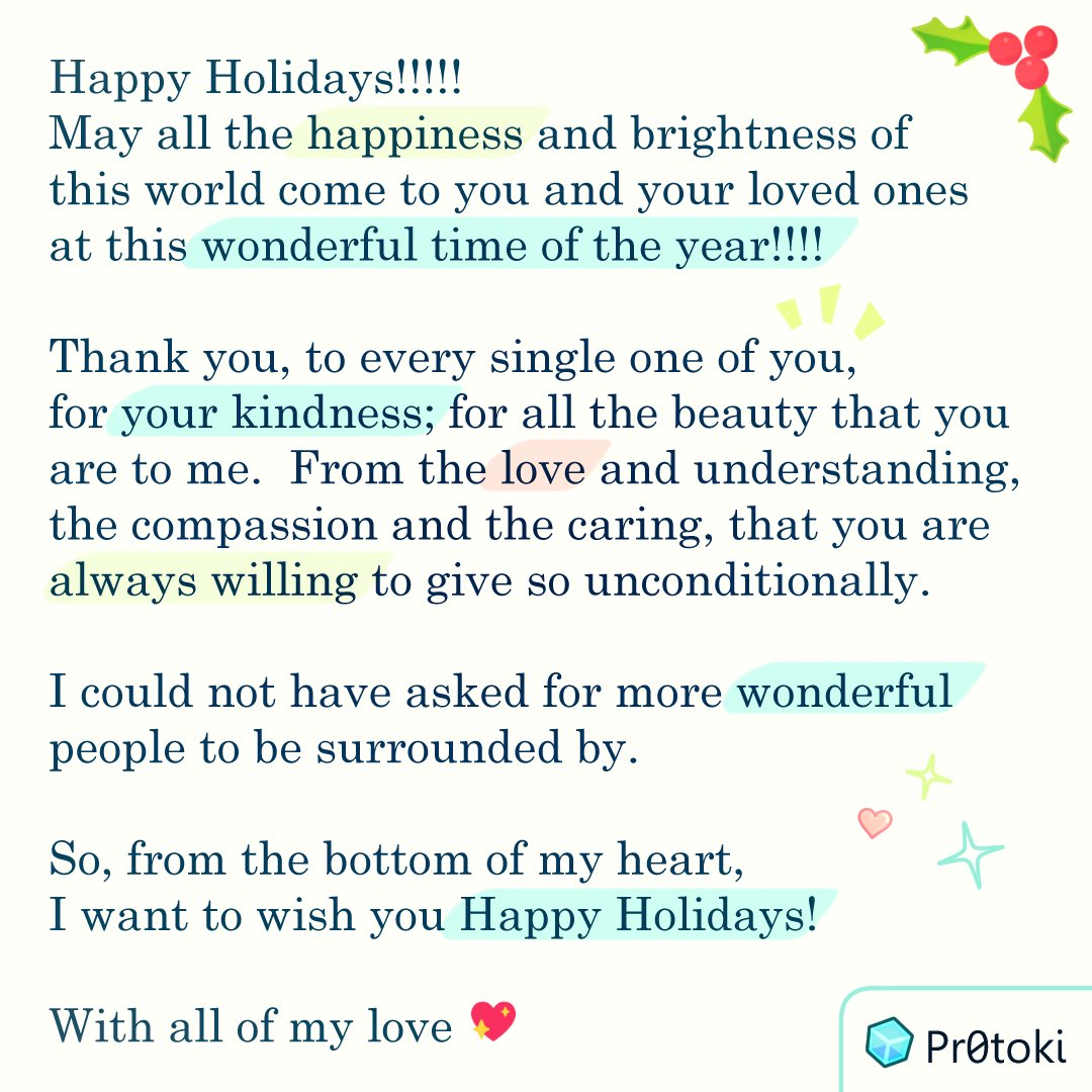 Pr0toki's tweet photo. ✨ Happy Holidays! ✨

Thank you, to my internet family – for always being here with me and for holding my hand! 💖

#Pr0tokiPLUS 🧊

~~~
#positivity #positivethoughts #quotes #kindness #happiness #quotes #lovequotes #poetry #dailyquotes #love https://t.co/criTAMTOCU