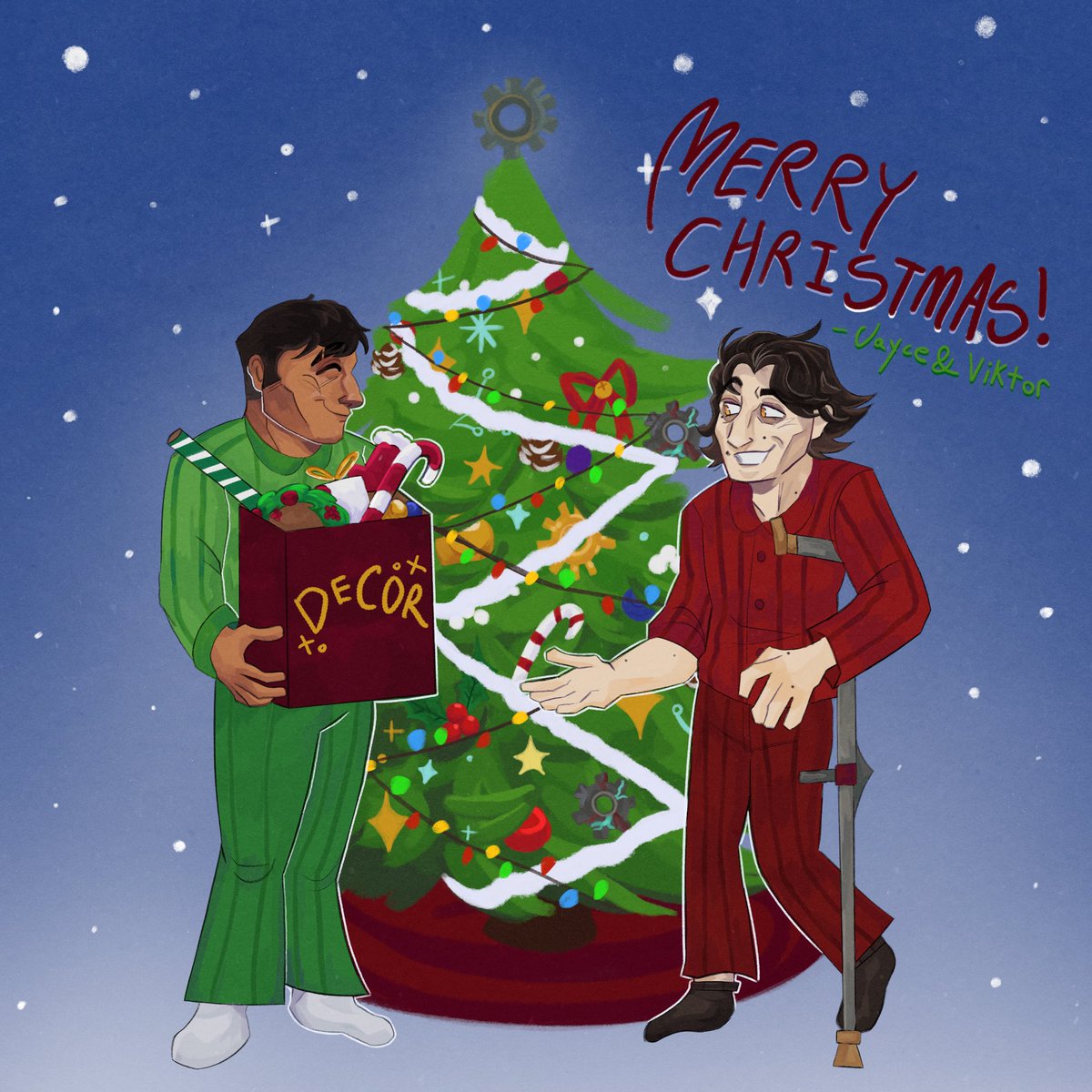 Merry Christmas from Jayce and Viktor!!! 🎄#jayvik #arcane