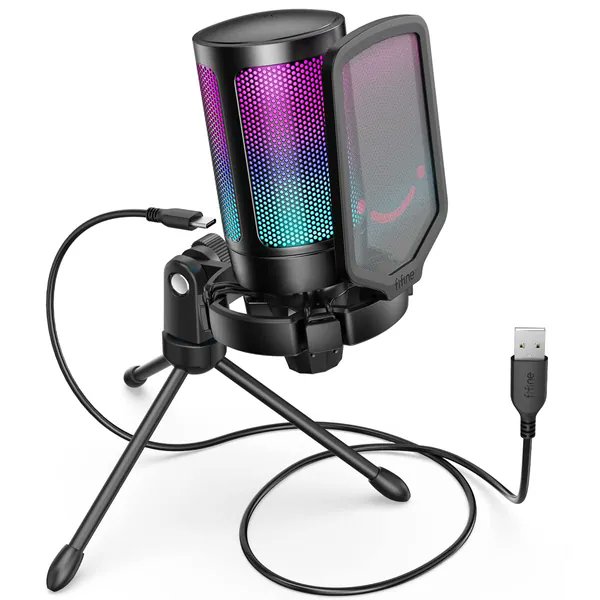 tivexo723's tweet photo. I just received Fifine USB Gaming Microphone for PC PS5, RGB Condenser Mic with Quick Mute, Gain Control, Tripod Stand, Pop Filter, Shock Mount, for Streaming Discord Twitch YouTube Videos from hershyvt via Throne. Thank you! https://t.co/b4eDCwQNjw #Wishlist #Throne https://t.co/864i6xgLcg