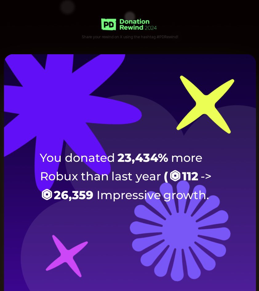 #PDRewind thank you to <a href="/WaffleTradesYT/">WaffleTrades</a> for giving me this much robux this year!!! And w <a href="/secrethazem/">hazem</a> for making a w game
