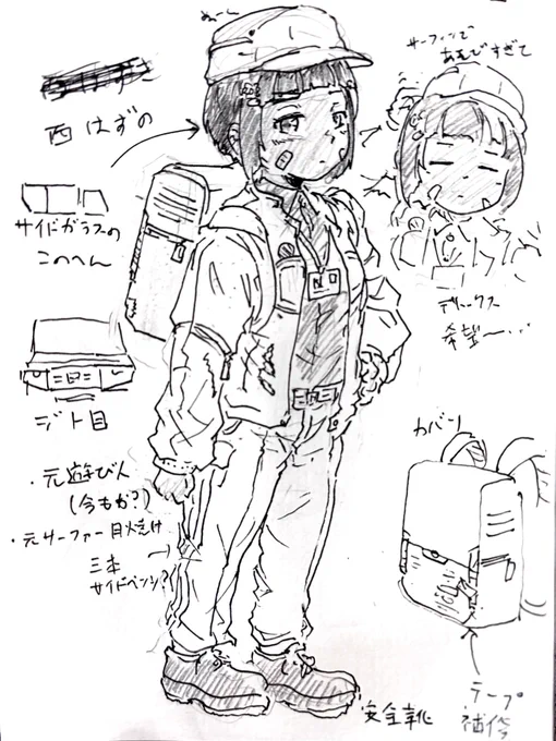 つーことでとりあえず休憩落書きで
早速擬人化

地味過ぎてもう単なるちょいボロ作業服の
無愛想日焼けチビって感じに… 