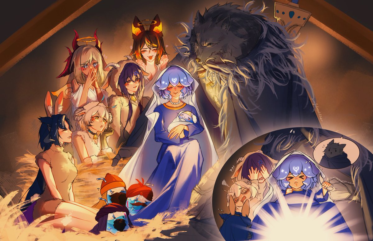 baovtuber's tweet image. No one asked for a vtuber nativity scene, so here it is 🎄
