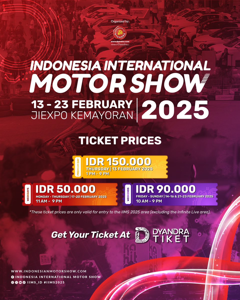 IIMS_ID's tweet image. Jangan sampai ketinggalan, IIMS 2025 udah dekat! Dapetin tiketmu sekarang dan siap-siap explore semua yang keren di dunia otomotif. #IIMS2025