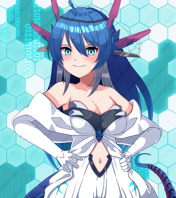 Skeb デュエプレの龍素王Q.E.Dちゃん(wedding style)を描かせて頂きました カッコよくて可愛いは正義 メカ要素も良～ リクエストありがとうございました #Skeb募集中 #デュエプレ